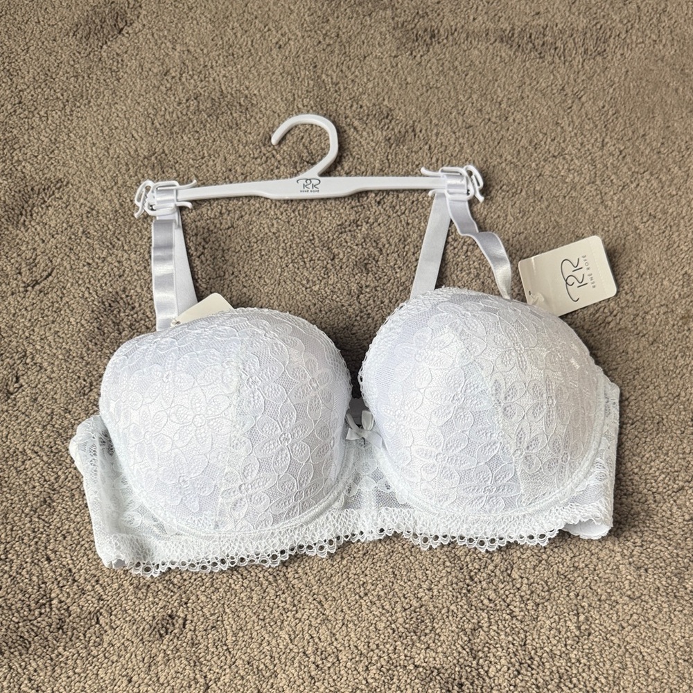 Rene Rofe Demi Lightly Padded White Lace Bra